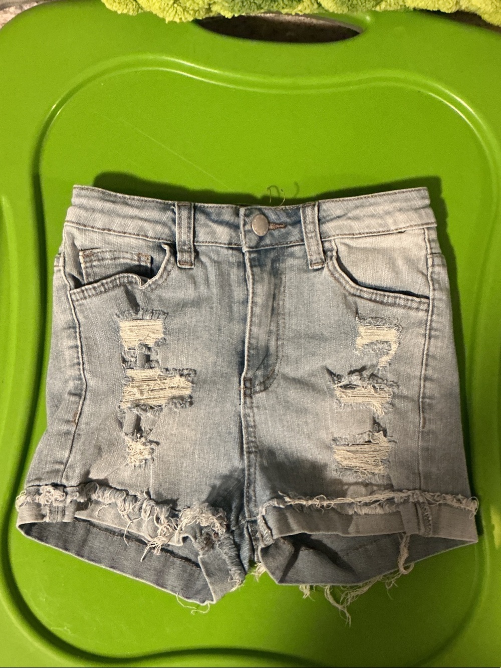 SHEIN Light Blue Distressed Denim Shorts